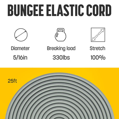 Bungee Cord 5 (Gray / 5/16" x 25FT)