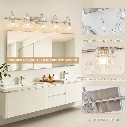 Brushed Nickel Bathroom Vanity Light (Nickel / 5-Light)