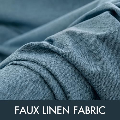 100% Blackout Linen Curtains for Bedroom 42x84 Inches Dusty Blue (Dusty Blue / 42"W x 84"L (Pack of 2))
