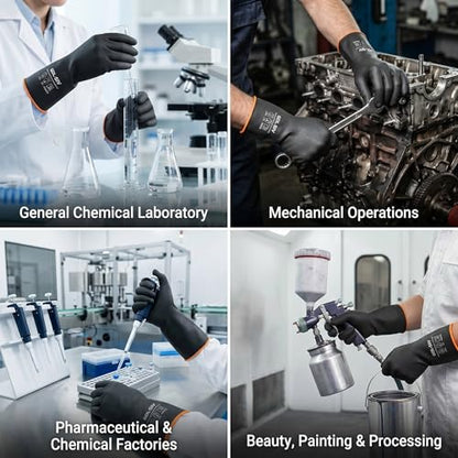 Chemical Resistant Heavy Duty Latex Gloves 6 Pairs