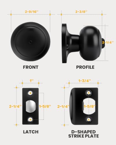 Matte Black Door Knobs (Black)