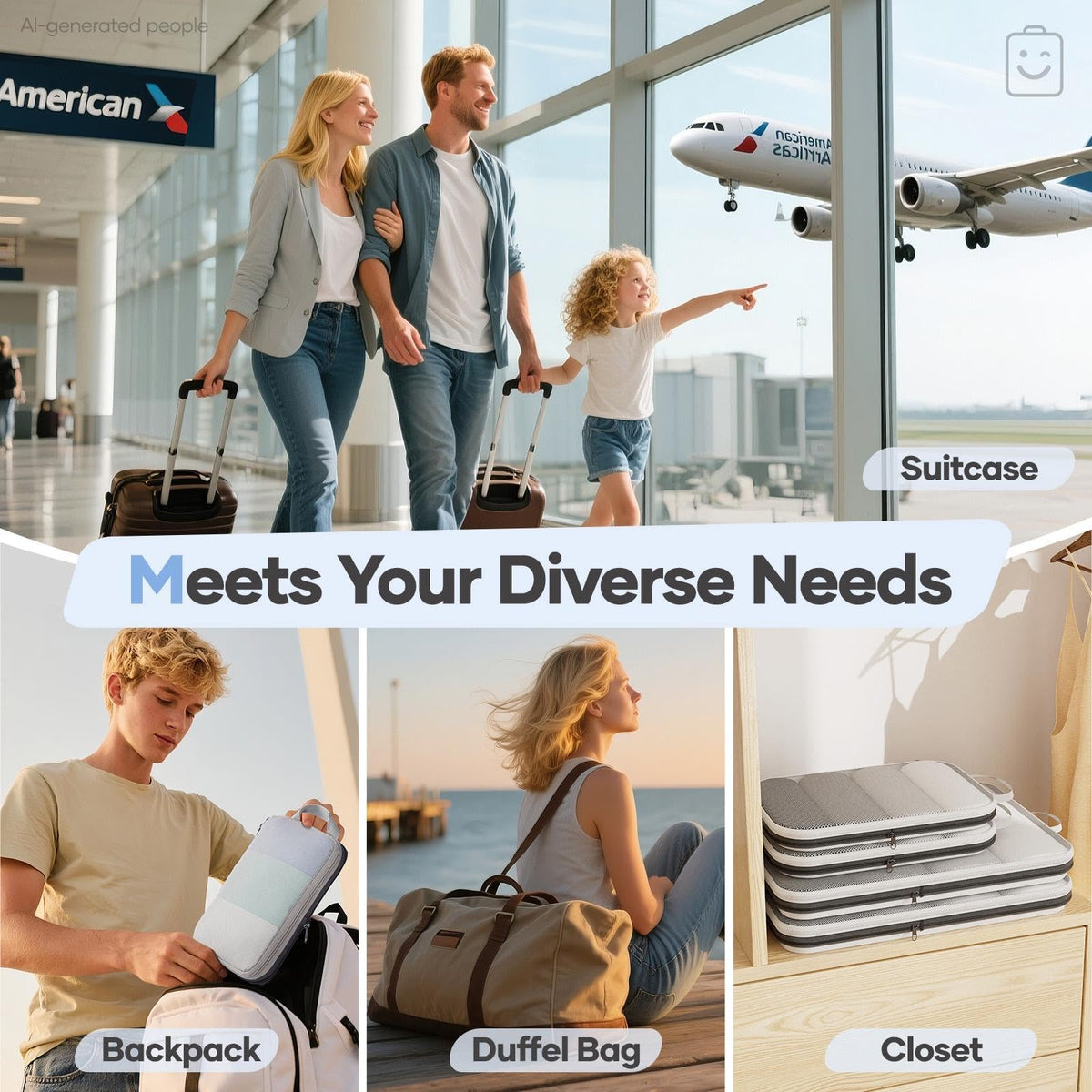Compression Packing Cubes for Travel Essentials (White / 11 set)