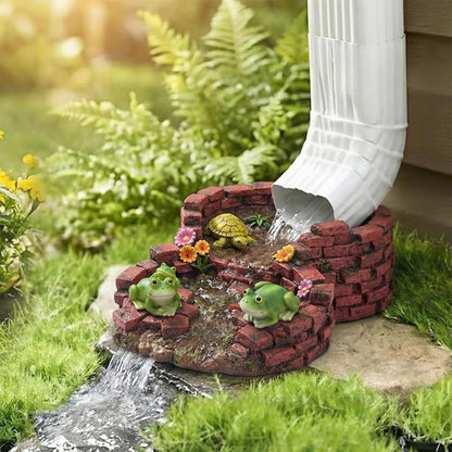 Turtles Gutter Downspout Splash Block Guards Diverter Rain Down Spout Drain Extension Covers Decorative Garden Statues Outdoor Decor for Yard Lawn Patio Frog (Red)
