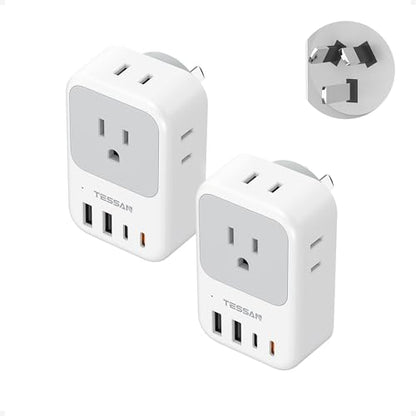 2 Pack 8 in 1 Travel Plug Adapter Type C