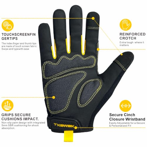 Work Gloves Impact Mechanic Anti Vibration Touchscreen Construction