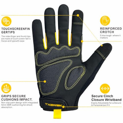 Work Gloves Impact Mechanic Anti Vibration Touchscreen Construction