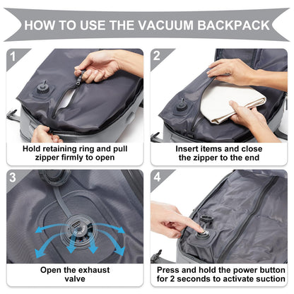 Vacuum Backpack Travel with Pump (A1-grey / 25 liters)