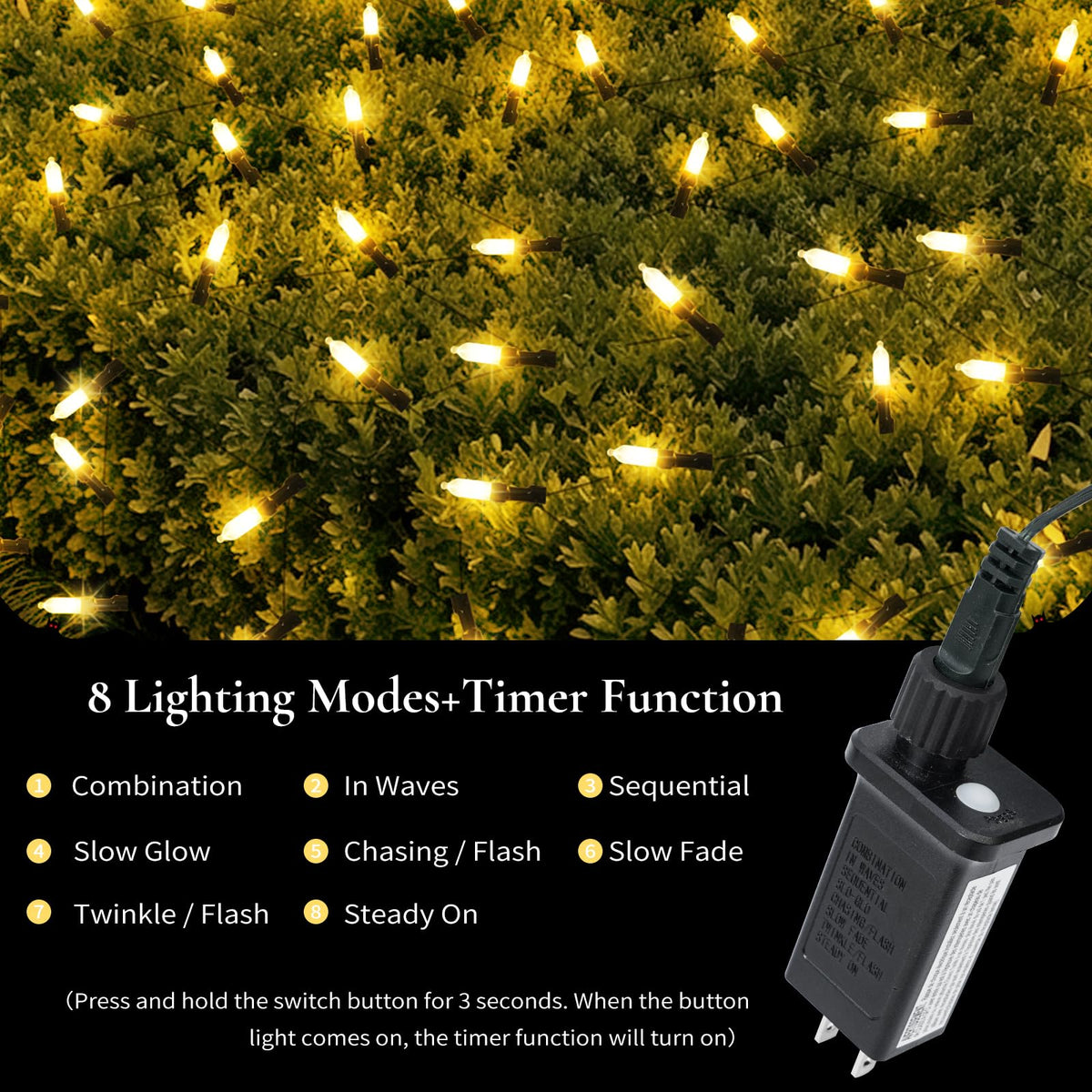 Christmas Net Lights Outdoor (Warm White-1PCS)