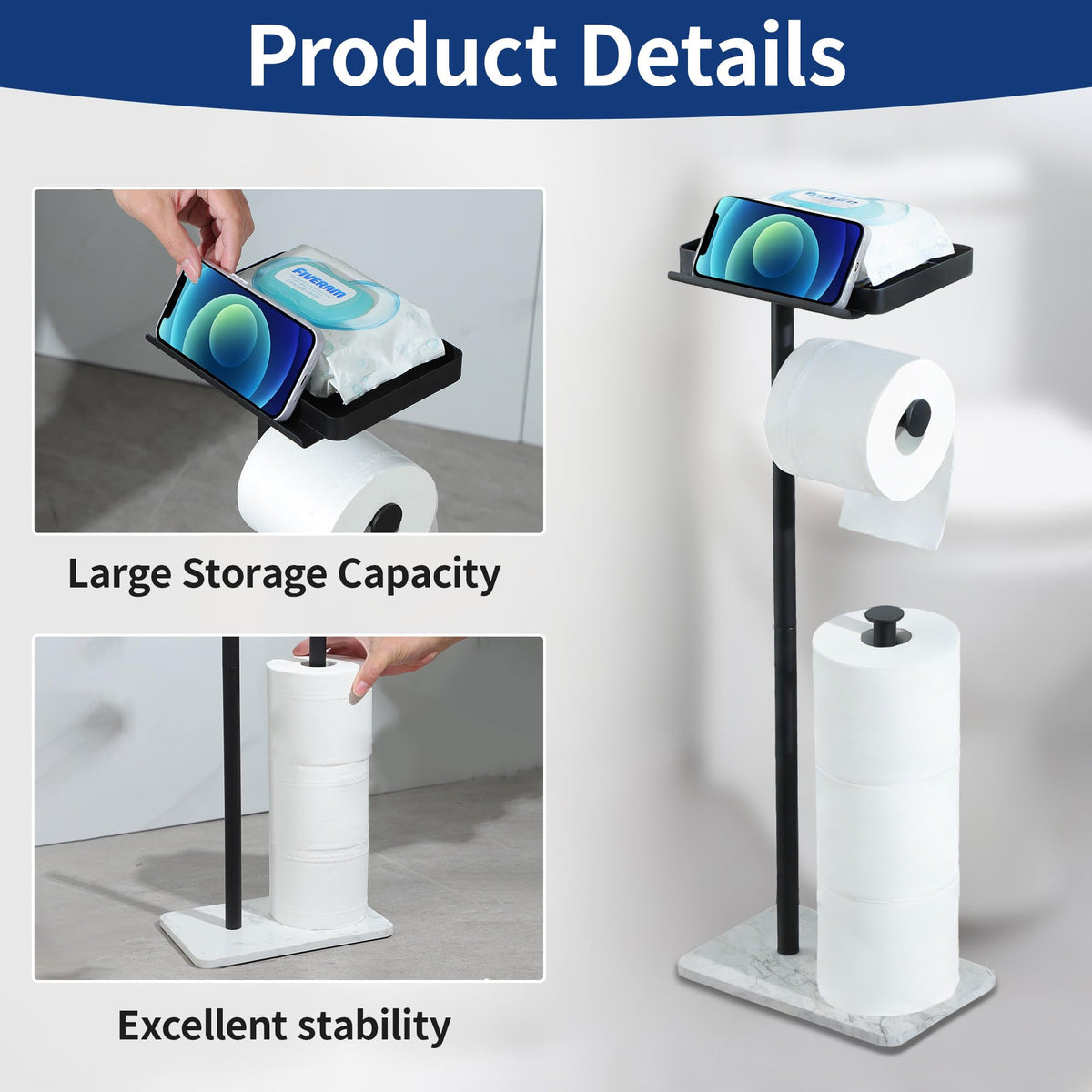 Toilet Paper Stand (Marble White)