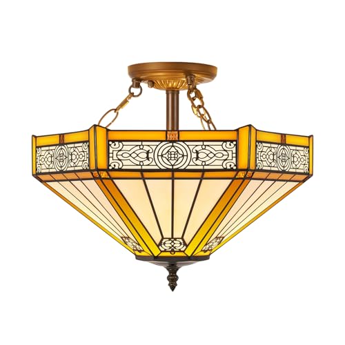 Tiffany Style Semi Flush Mount Ceiling Light