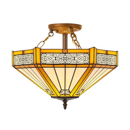 Tiffany Style Semi Flush Mount Ceiling Light