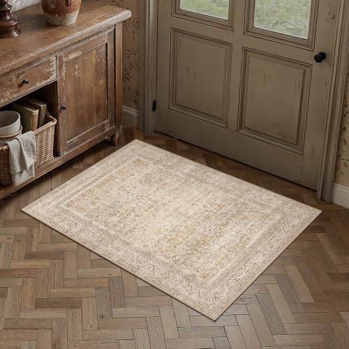2x3 Beige Neutral Retro Area Rug (Retro | Beige / 2' x 3' (Rectangular))