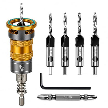 Countersink Drill Bit Set with Adjustable Depth Stop