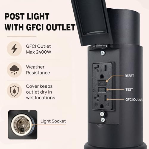 Outdoor Post Light with GFCI Outlet
