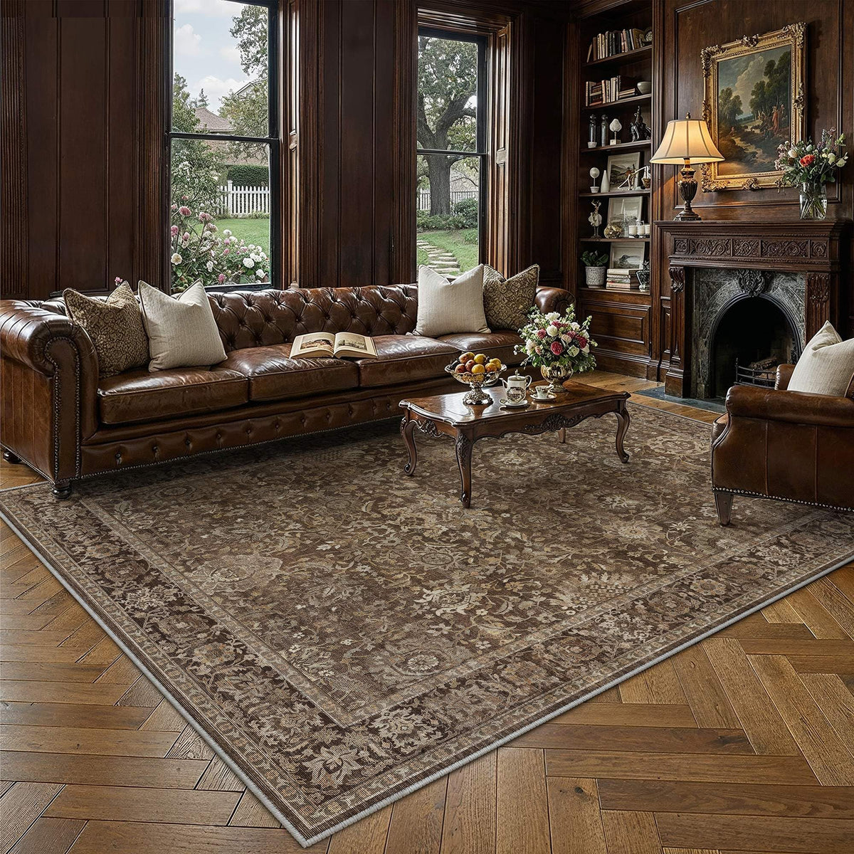 Area Rugs 10x12 Beige Vintage Rug for Living Room (Retro | Brown / 10' x 12' (Rectangular))