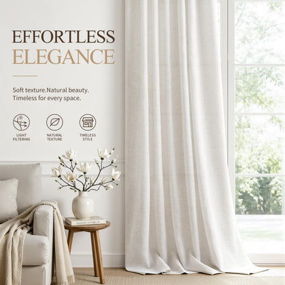 Natural Linen Curtains 87 Inches Long for Living Room 2 Panels (Natural / 52"W x 87"L (Pack of 2))