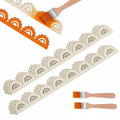 Unfinished Scalloped Decorative Wood Trim Scalloped Edge Decorative Wood Molding Cute DIY Moulding Trim for Home Wall Window Cabinet Shelf Door Frames Decoration