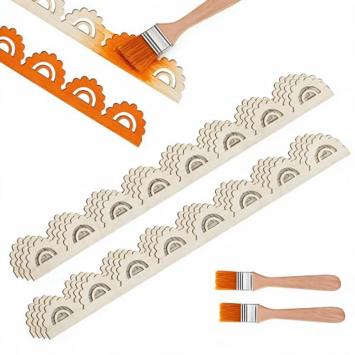 Unfinished Scalloped Decorative Wood Trim Scalloped Edge Decorative Wood Molding Cute DIY Moulding Trim for Home Wall Window Cabinet Shelf Door Frames Decoration