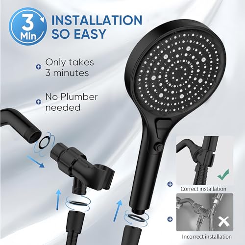 5.9 Inch Large Face High Pressure Shower Head with 4 Spray Modes