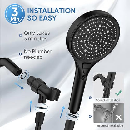 5.9 Inch Large Face High Pressure Shower Head with 4 Spray Modes