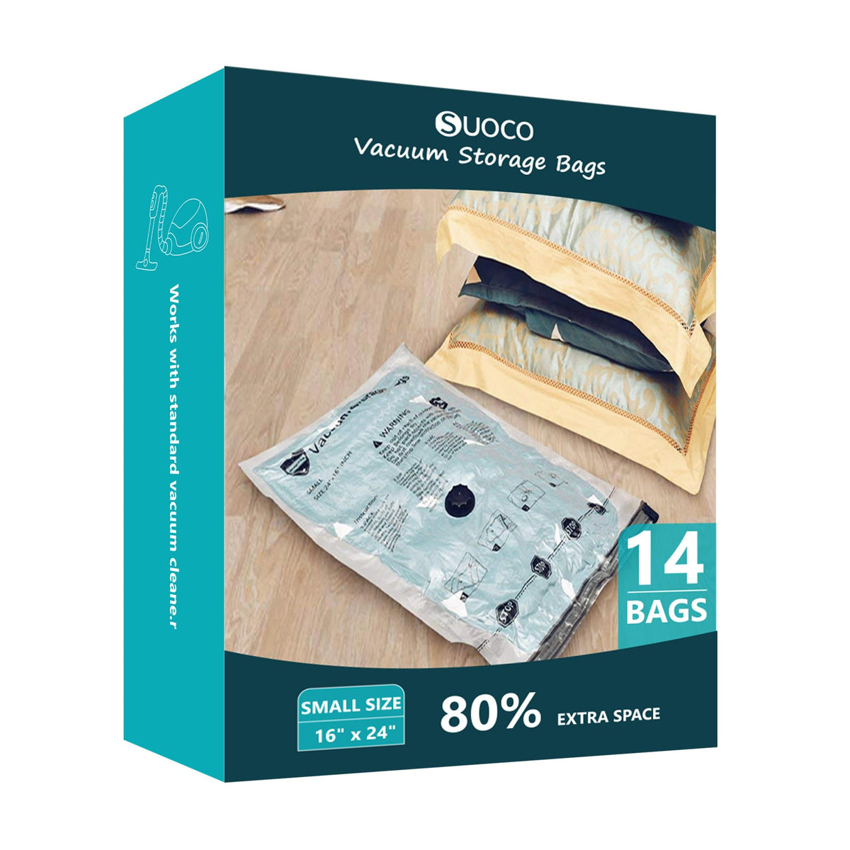 Vacuum Storage Bags for Travel & Home with Pump (14 Small)