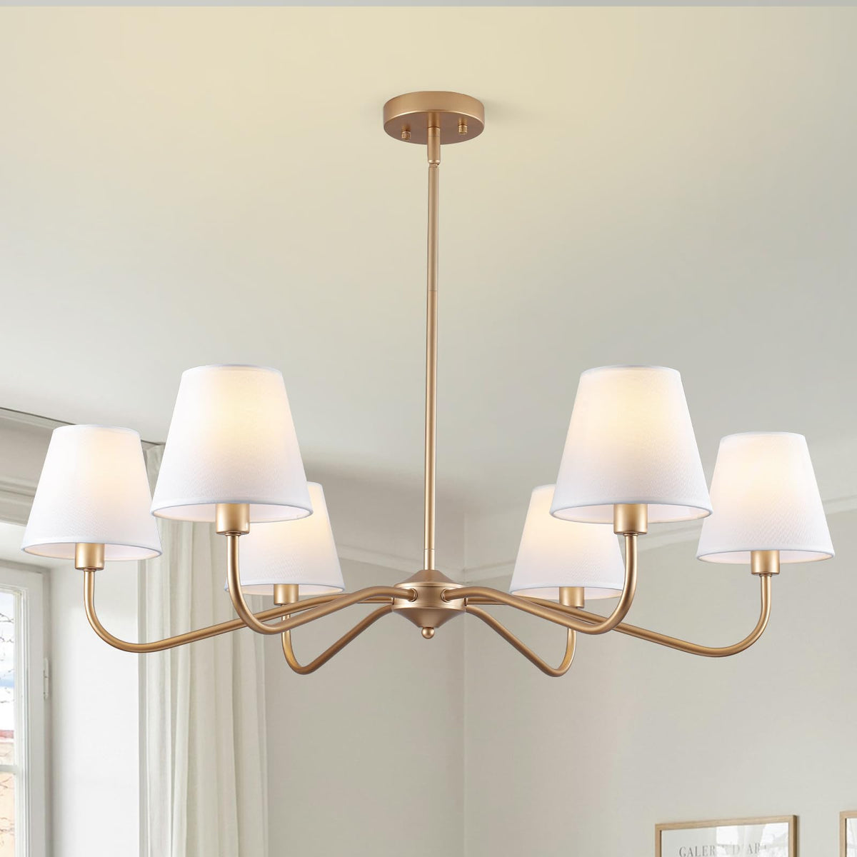 6 Light Gold Chandelier for Dining Room Light Fixture (Gold)
