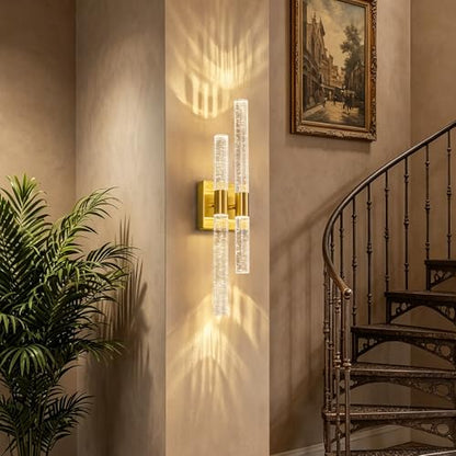 Modern Crystal Wall Sconces Hardwired Wall Sconce Bathroom Vanity Lights Fixtures 4000K Wall Light