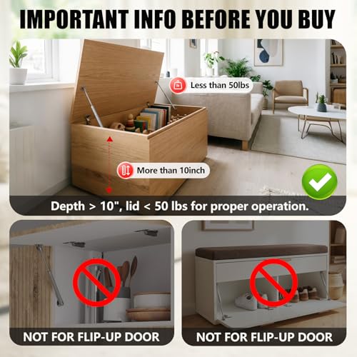 2 Pack Slow Close Hinges for Toy Box 15 inch
