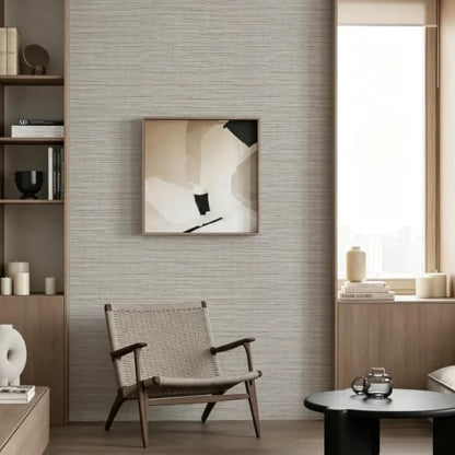 Beige Grasscloth Peel and Stick Wallpaper Textured 17.3in x 393.7in (Beige / 17.3inch × 393.7inch)