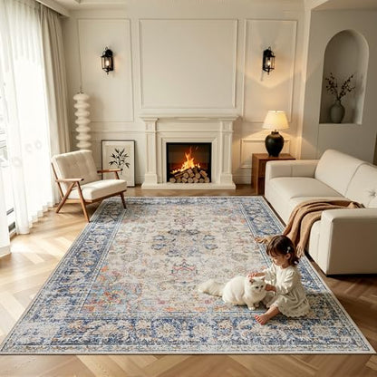 Washable Area Rug 8×10 for Living Room (Navy Brown / 8' x 10' (Rectangular))