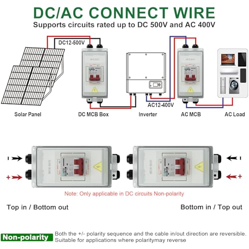 CNLONQ Solar PV Disconnect Switch 20~63A 1000V DC Miniature Circuit Breaker IP66 Waterproof with PV Connector and Install Hook for RV