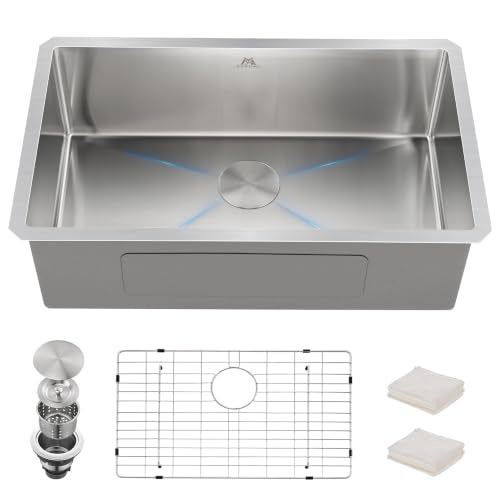 Workstation Undermount Kitchen Sink 16 Gauge Stainless Steel Ledge Single Bowl Sink with Bamboo Cutting Board Roll