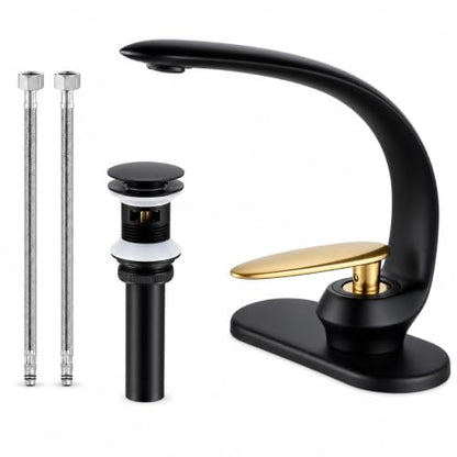Black Gold Single Hole Brass Bathroom Sink Faucets
