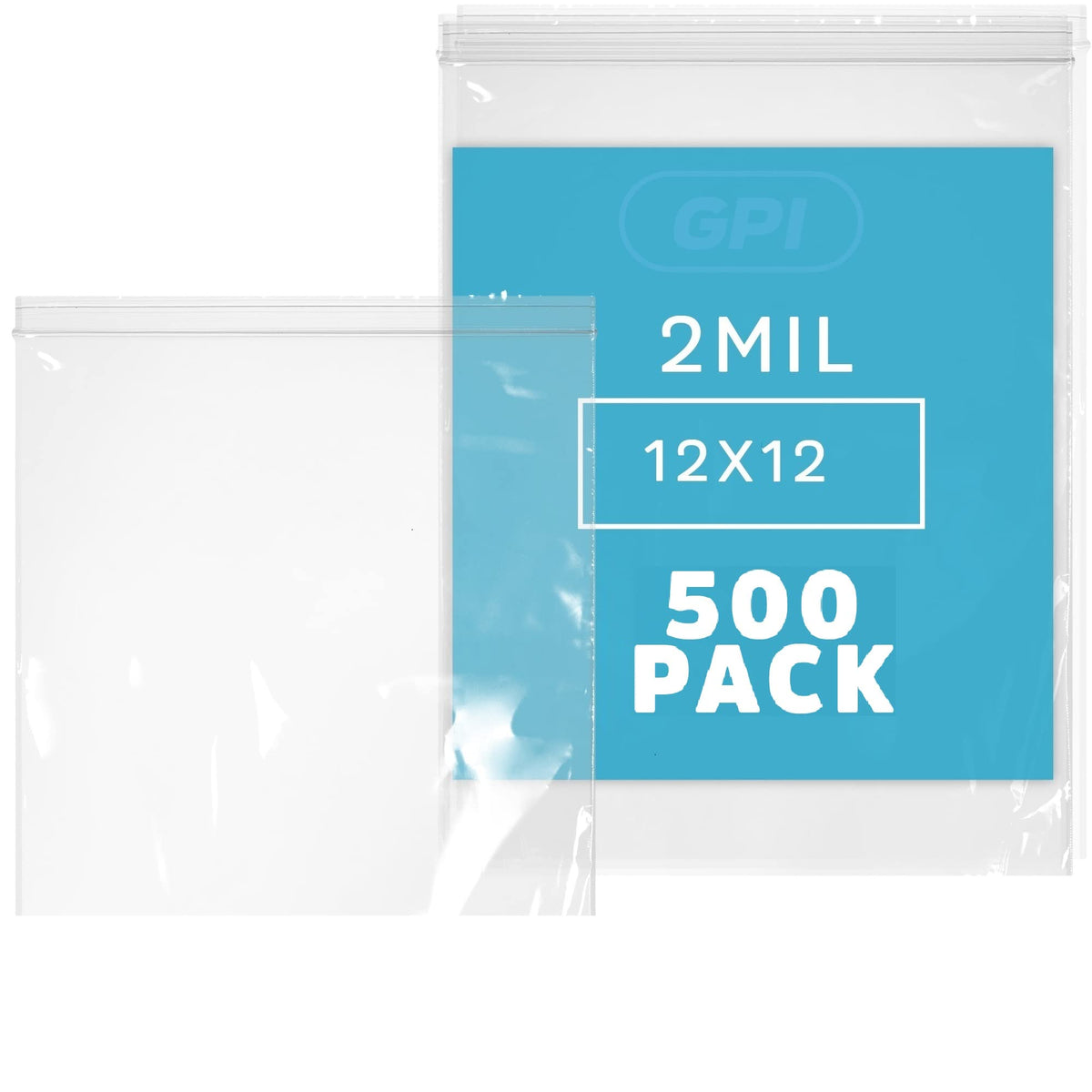 12" x 12" Large Zip Bags (500 Pack / 12" x 12")
