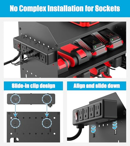 Modular Power Tool Organizer Wall Mount with Charging