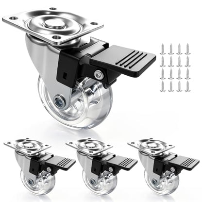 5 Inch Polyurethane Transparent Swivel Casters with Lock Brake