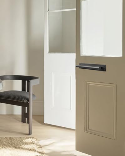 Black Barn Door Handles Matte White Gate Handles Outdoor Fence Hardware Replacement Modern Sliding Door Handle Pull with Backplate for Shed