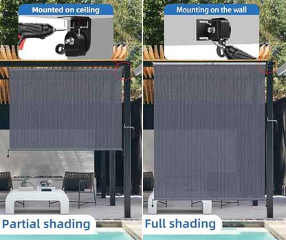 Outdoor Roller Shades for Patio 6ft Wide (Blue Gray / 72"W x 72"H)