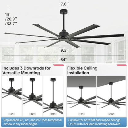 Large Industrial Ceiling Fan No Light with cleaner