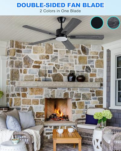 Black Ceiling Fan with Display Remote (Black SY39-52IN)