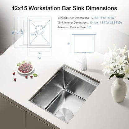 Undermount Bar Sink Workstation with Cutting Board