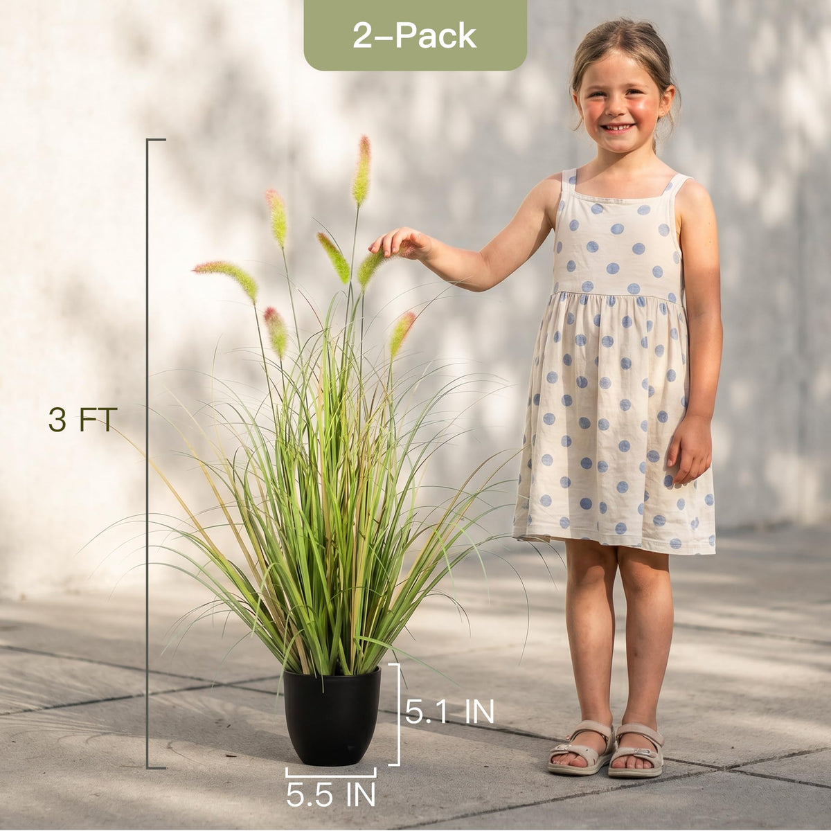 2 PCS 3FT Artificial Foxtail Grass Plants (3FT-Green)