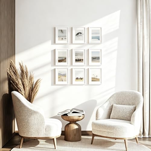 8.5 by 11 Solid Wood Frame Set of 2 (White Wood Grain / 8.5x11)