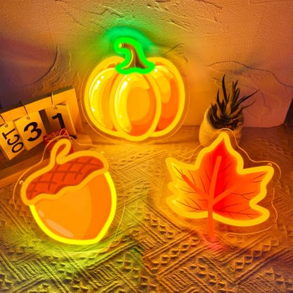 3 Pack Halloween Neon Sign UV Printed Pumpkin Ghost Bat Neon Light
