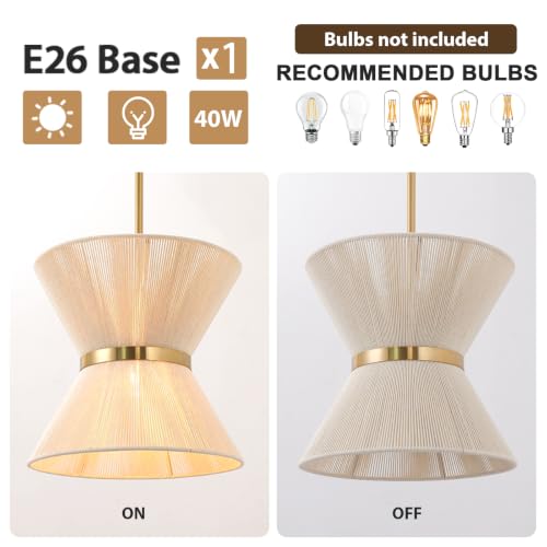 12.2” Rattan Pendant Light for Dining Room