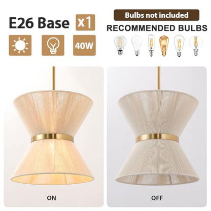 12.2” Rattan Pendant Light for Dining Room