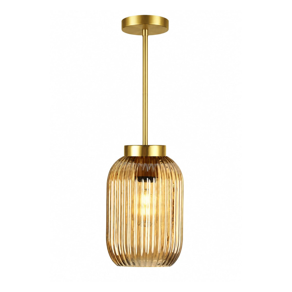 2 Pack Amber Ribbed Glass Lamp Shade (Amber)