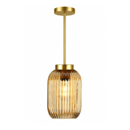 2 Pack Amber Ribbed Glass Lamp Shade (Amber)