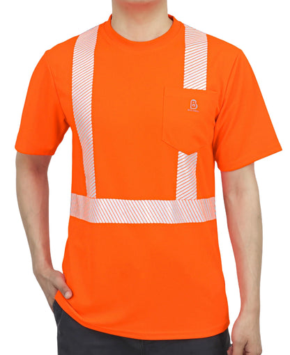 Non FR Men's High Visibility Shirts Reflective ANSI 107 Class 2 (XX-Large / Orange-short Sleeve Class 2)