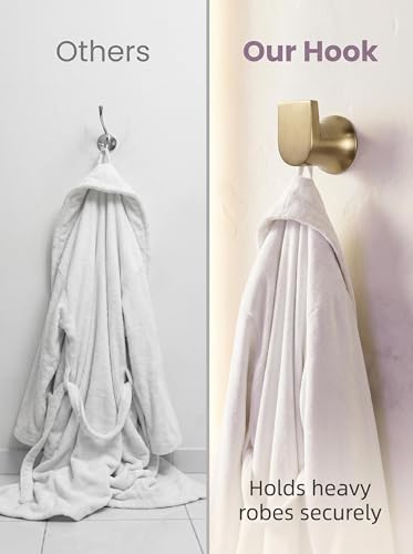 Towel Hooks Champagne Bronze Single Bathroom Hooks Wall Mounted for Robes and Towels Hand Towel Hook Holder Kitchen